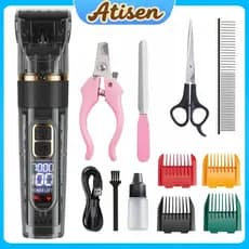 Kit 12 Máquina Tosa Profissional para Cães e Pets, Conjunto Cortador de Pelos Animal