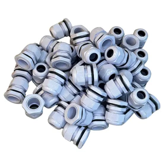 Kit 50 Peças - Prensa Cabo Pg16 Pvc Cinza Cabos 10 Até 15mm