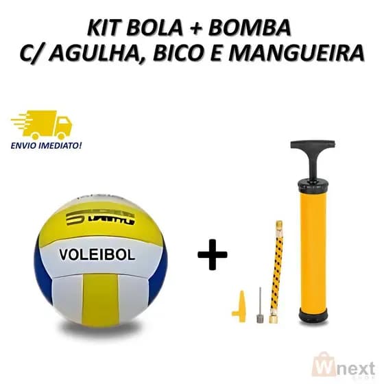 KIT Bola de Vôlei Oficial + Bomba de Ar Original Profissional Praia Quadra Voleibol