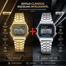 Kit Relógios Digitais Aço inoxidável Feminino e Masculino
