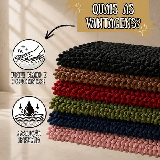 Tapete Banheiro Peludo Bolinha Antiderrapante fácil de lavar 40x60cm Luxo várias Cores