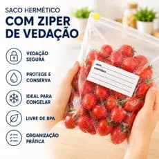 Kit 10un Saco Alimentos Com Zipe Armazenar no Freezer 26x32