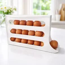 Organizador Porta Ovos Suporte de 30 Ovos Grandes 4 Andares Cozinha Dispenser Mesa e Geladeira