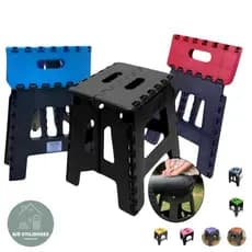 Kit Banco Dobravel Diversas Cores Banquinho Portatil Banqueta Plastico Multiuso Resistente Compacto Camping Pesca 100 kg
