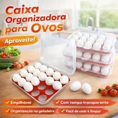 Porta Ovos 15 Cavidades Keita – Organizador de Geladeira com Tampa, Empilhável e Resistente