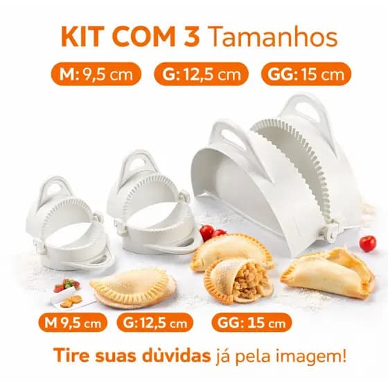 Kit 3 Formas Molde Pastel Salgados Risole Massas KEITA Branco Prático