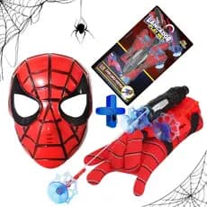 Luva Lança Teia + Máscara Homem Aranha Infantil Brinquedo Spider Man Herói Lançador