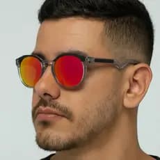 Óculos de Sol Redondo Unissex Lente Espelhada Esportivo Casual - Proteção UV400