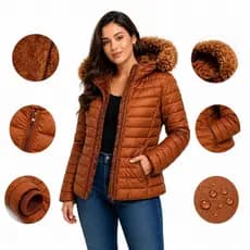 Jaqueta Bobojaco Puffer Feminina Inverno Capuz Removivel Impermeavel Frio Peluciada