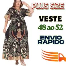 vestido longo plus size manga curto