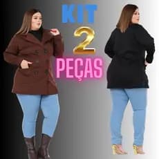 kits 2 peças casaco sobretudo moletom poliéster flanelado quentinho inverno