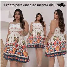 Vestido Curto Feminino com alça regulável plus size tem forro