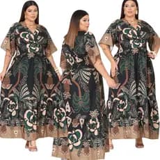 Vestido Longo Plus size com elastex na costa fresco e confortável