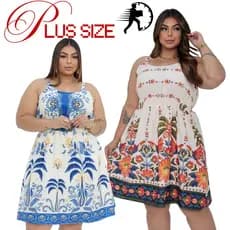 Vestido Curto plus size verao con alça regulavel leva forro lastex na frente e costa