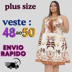 vestido curto plus size com alça estampado exclusivo leva forro interno