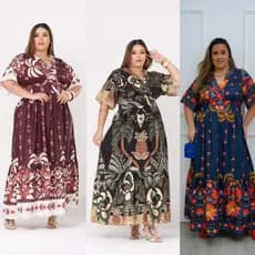 vestido longo feminino plus size maga curta, com elastex na costa