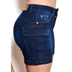 Short Jeans Feminino cargo Short Jeans Cintura Alta com Lycra Bermuda Jeans feminina tendencia