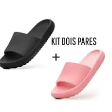 Kit Dois Pares de Chinelo Slide Nuvem Feminino e Masculino Conforto Garantido