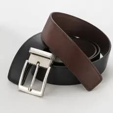 Cinto Social Masculino Couro Sintético Premium Reversível Preto e Marrom 2 em 1 Ajustável