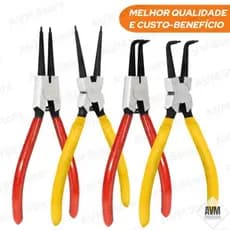 Kit 4 Alicates Para Trava Anel Extrator Profissional Jogo Com Bico Reto e Curvo, Interno e Externo