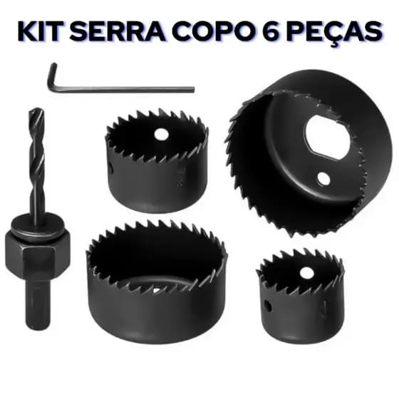 Kit Jogo Serra Copo 6 Peças 32 A 54mm Madeira Gesso Pvc Para Uso Profissional