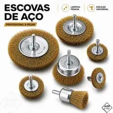 Kit Escova de Aço Circular para Furadeira Parafusadeira Jogo 6 Escovas de Limpeza Rotativa com Haste