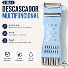 Descascador 5 em 1 Multifuncional Legumes Frutas Ralador Fatiador Cortador Inox Cozinha Prático
