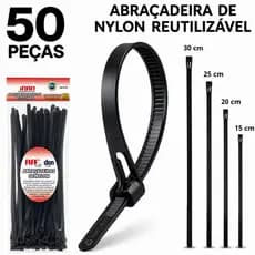 Kit Abraçadeira de Nylon Reutilizável 50, 100, e 200 Reforçado Enforca Gato Fita hellermann 7,6mm