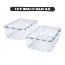 Kit Organizador de Geladeira Multiuso Acrílico com Tampa