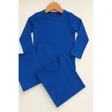 Blusa Térmica Infantil Azul Marinho Criança Unissex Peluciada, Manga Comprida, Lisa, Forrada, Segunda Pele Inverno, Neve