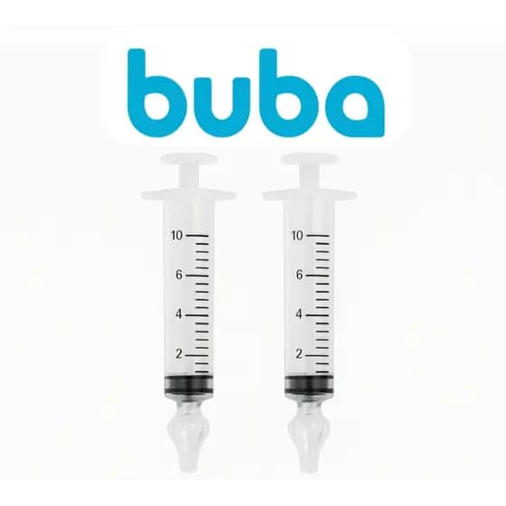 Lavador Nasal BUBA 2 Unidades Seringa Ponta Em Silicone