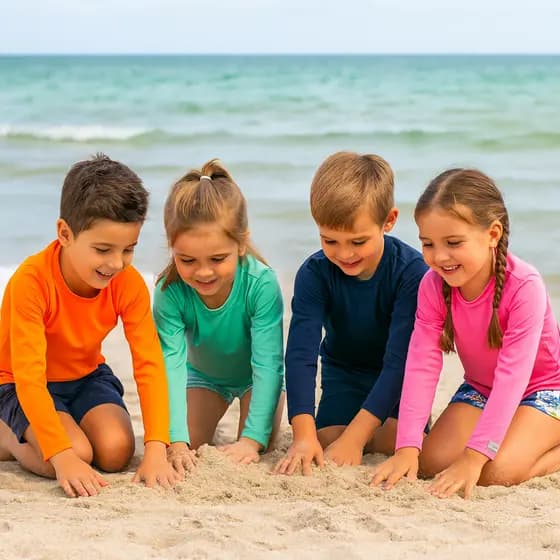 Blusa Proteção Solar Infantil Térmica Menino Menina Bebê UV50+ Protetor Solar Azul, Verde Laranja e Rosa