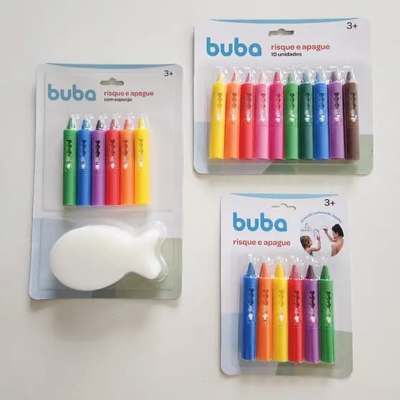 Giz Lapis Risque E Apague Colorido Buba Banho Caneta