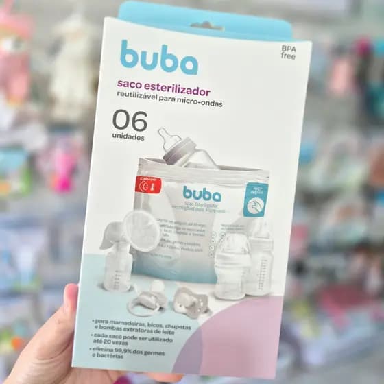 Saco Esterilizador Buba Reutilizável para Micro-ondas Limpa Mamadeira, chupeta bico