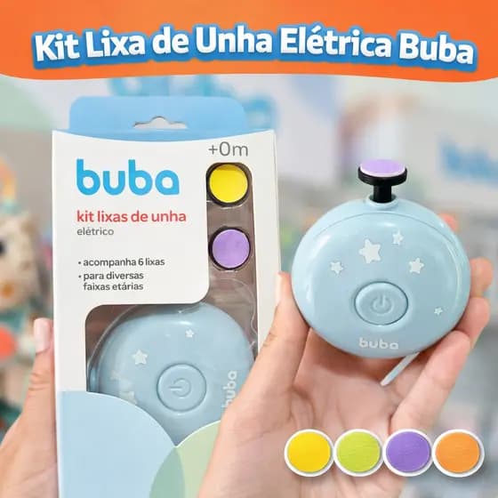 KIT LIXA DE UNHA ELÉTRICA BEBE BUBA INFANTIL MENINO MENINA