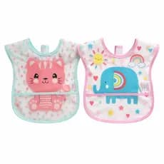 KIT 02 Babadores Buba com Bolso Cata Migalhas  Impermeável Ajustável Menino Menina Bebê