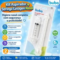 Aspirador Nasal e Seringa Buba Kit Lavador Nasal Alivio Coriza Bebê