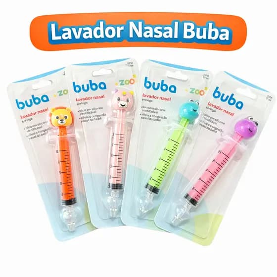 Lavador Nasal Buba Seringa com Bico Silicone Zoo Dino Leão Unicórnio Bebe Infantil