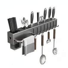 Suporte Organizador de Cozinha com 6 Ganchos Parede Porta Utensílios Talheres Colher Concha