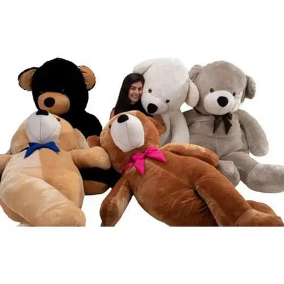 Urso Teddy de Pelúcia 1,40cm  Com Laço Personalizado Avelã