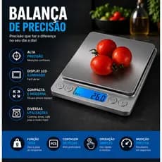Balança de Precisão 0,1g até 2kg Digital para Cozinha Compacta NV