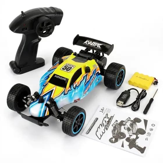 Jipe Carrinho De Controle Remoto Recarregável Automodelo Trilha Buggy Suspensão Hk9 Azul