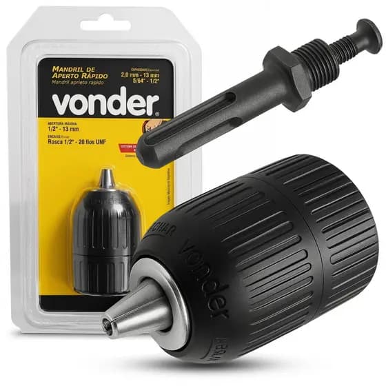 Kit Mandril de Aperto Rápido + Adaptador Sds Plus de 1/2 13mm Para Furadeira