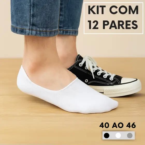 Kit Pares de Meia Masculina Modelo Sapatilha Invisível Tamanho 40 Ao 46