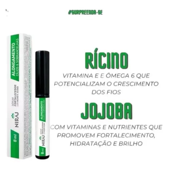 Serum Niraj Alongamento Niraj Ricino e Jojoba Cilios e Sobrancelhas - 8ml