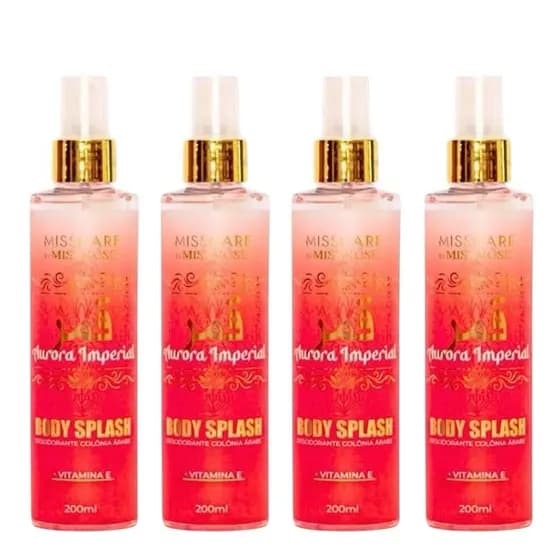 Kit 4 Body Splash Aurora Imperial Colônia Árabe Miss Rose Refrescância Alta Fixação