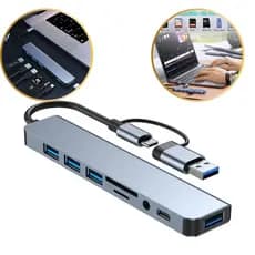 Hub USB Tipo C Para HDMI Para MacBook Laptop PC Vídeo 3.0 C 8 Em 2 Leitor Cartão Memória