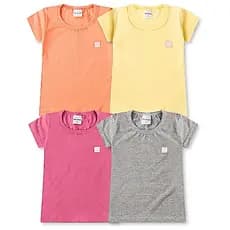 Kit Sortido 4 Peças Blusa Básica Lisa Menina Cores Neutras Coleção Infantil Juvenil do 3 ao 16
