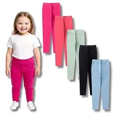 Kit Sortido Calça Legging Lisa Escolar Cotton Menina/Feminina Infantil e Juvenil do 3 ao 16