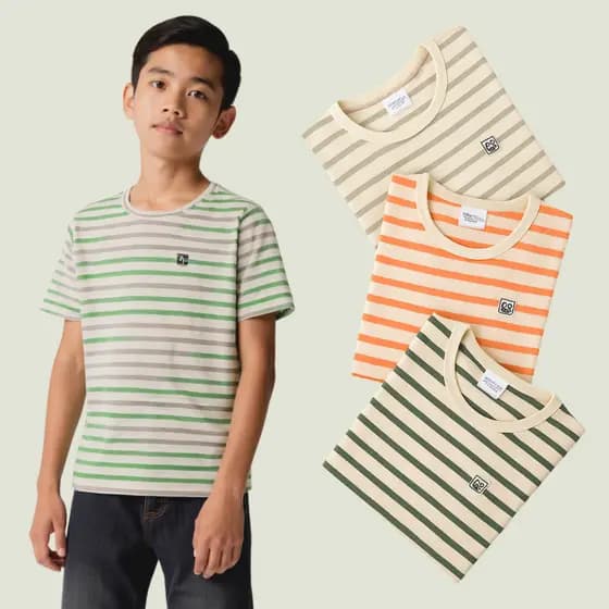 Kit Sortido 4 Peças Camisetas Listradas Masculino/Menino Coleção Infantil Juvenil do 3 ao 16